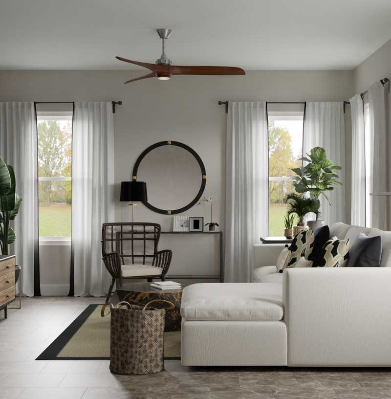 Contemporary, Modern, Bohemian, Transitional, Midcentury Modern Living Room Design by Havenly Interior Designer Jade