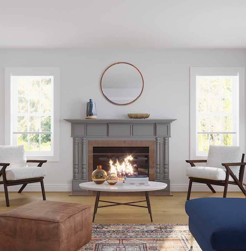 Bohemian, Midcentury Modern Living Room Design by Havenly Interior Designer Danielle