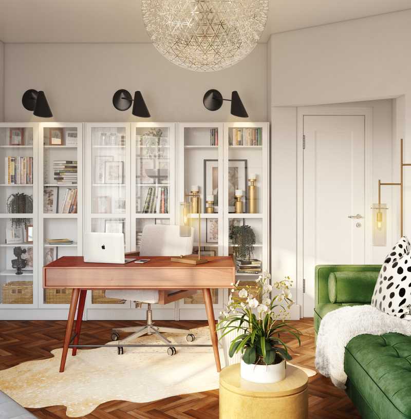 Eclectic, Glam, Midcentury Modern Office Design by Havenly Interior Designer Nicolle