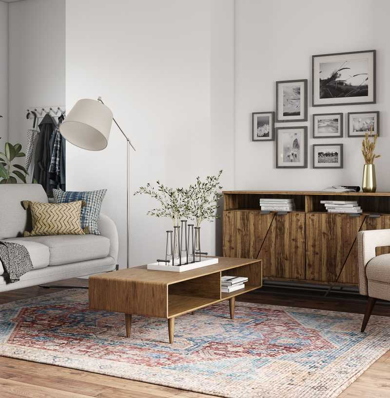 Bohemian, Midcentury Modern Living Room Design by Havenly Interior Designer Rocio