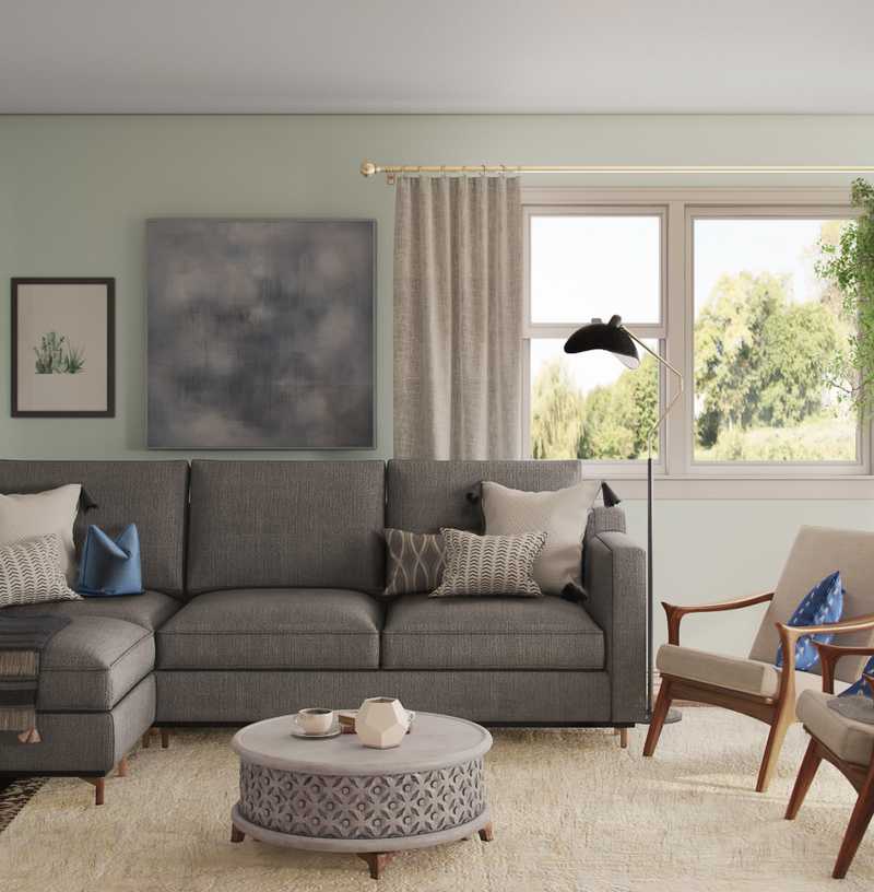 Eclectic, Bohemian, Midcentury Modern Living Room Design by Havenly Interior Designer Chelsea