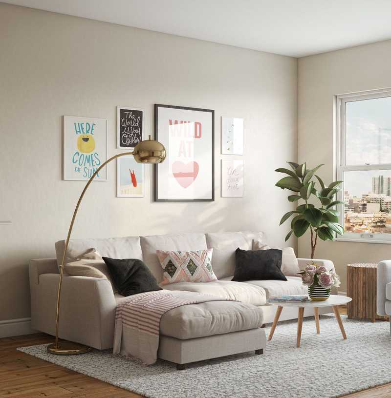 Eclectic, Bohemian, Glam, Global, Midcentury Modern, Preppy, Scandinavian Living Room Design by Havenly Interior Designer Jessica