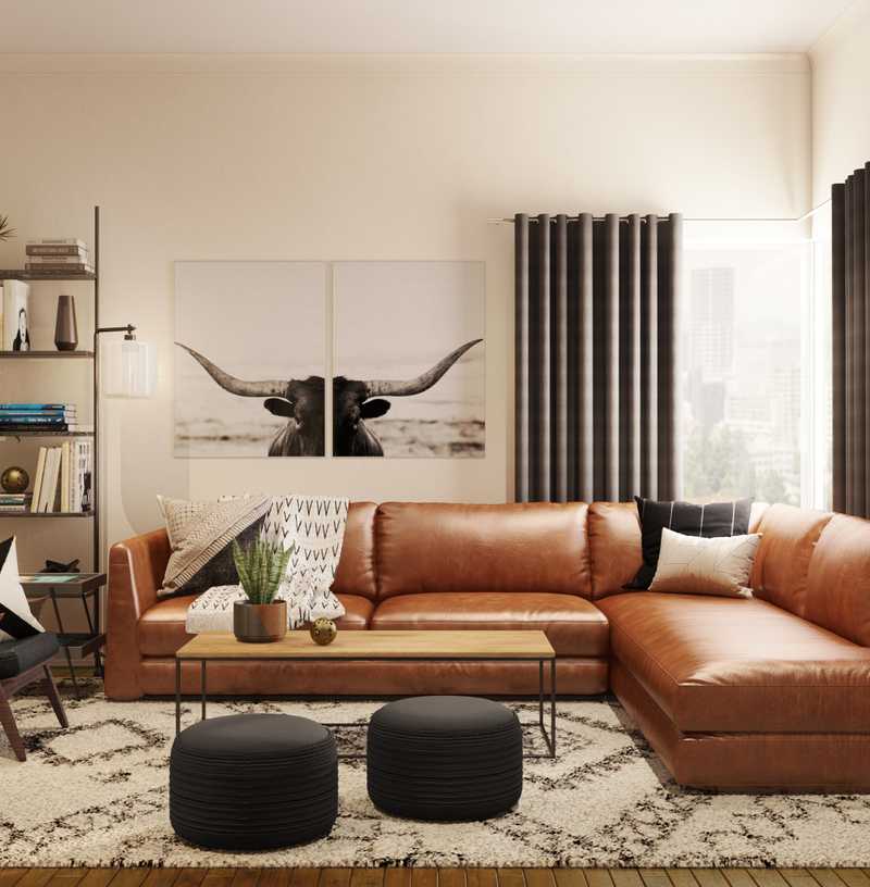 Modern, Industrial, Rustic, Midcentury Modern, Minimal, Scandinavian Living Room Design by Havenly Interior Designer Brit