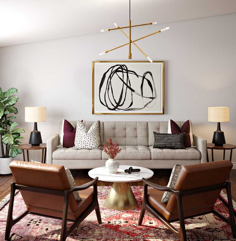 Rustic, Midcentury Modern Living Room Design by Havenly Interior Designer Michelle