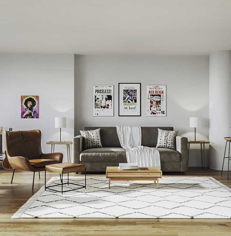 Bohemian, Midcentury Modern Living Room Design by Havenly Interior Designer Leslie