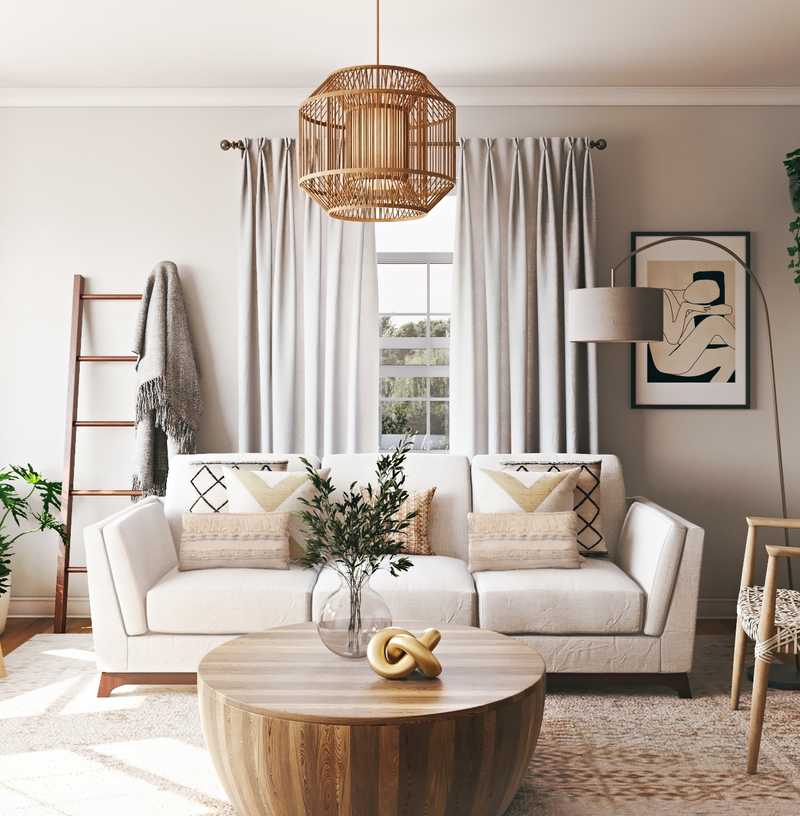 Bohemian, Farmhouse, Rustic, Transitional Living Room Design by Havenly Interior Designer Sarah
