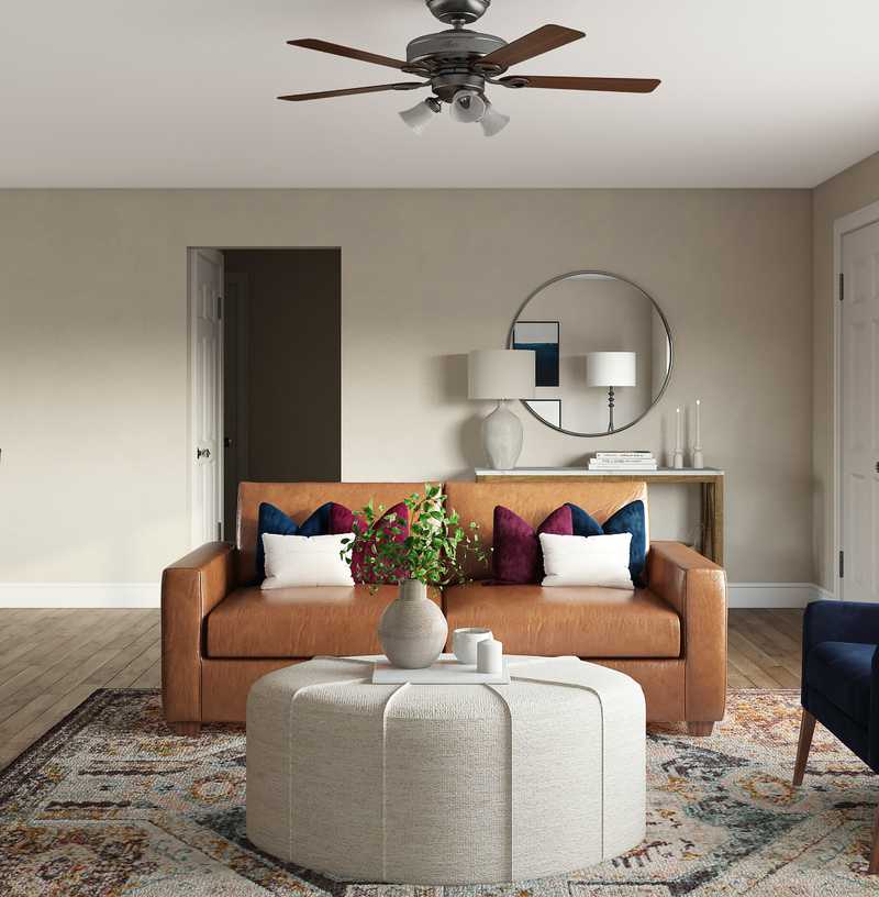 Bohemian, Midcentury Modern Living Room Design by Havenly Interior Designer Lilly