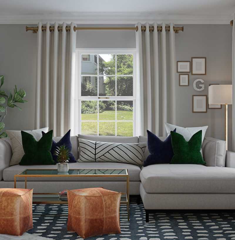 Contemporary, Modern, Bohemian, Midcentury Modern Living Room Design by Havenly Interior Designer Dani