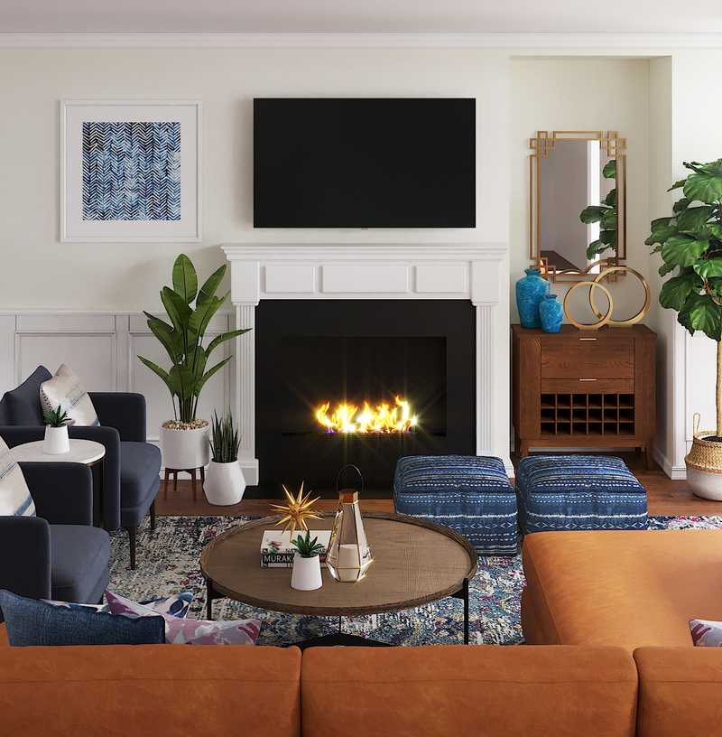 Contemporary, Farmhouse Living Room Design by Havenly Interior Designer Elizabeth