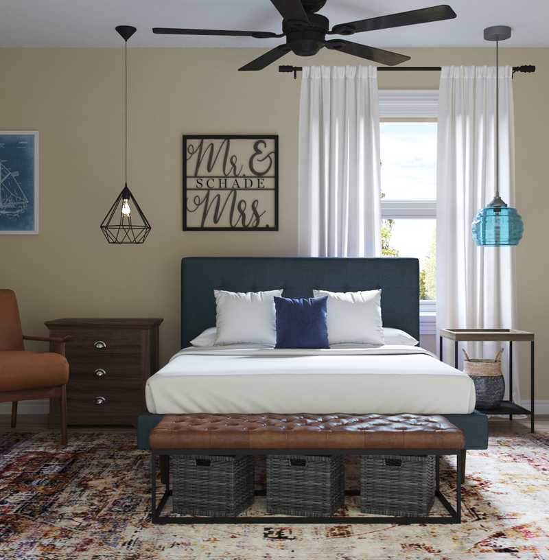 Coastal, Industrial, Transitional Bedroom Design by Havenly Interior Designer Elyse