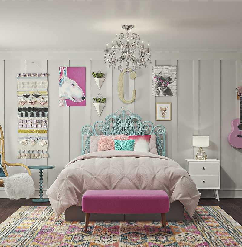 Eclectic, Bohemian, Midcentury Modern Bedroom Design by Havenly Interior Designer Christina