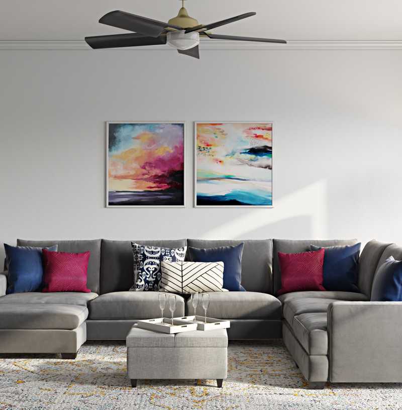 Glam, Preppy Living Room Design by Havenly Interior Designer Kamila