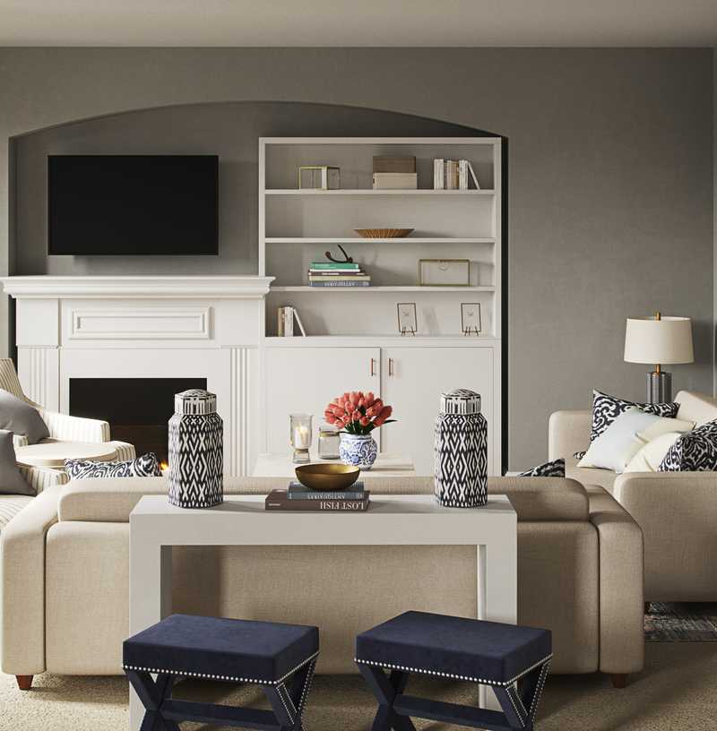 Classic, Coastal, Preppy Living Room Design by Havenly Interior Designer Vivian