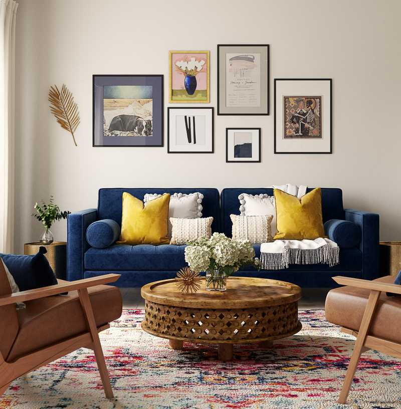 Eclectic, Bohemian, Glam, Global Living Room Design by Havenly Interior Designer Danielle