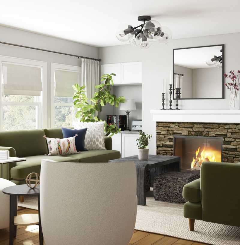 Eclectic, Bohemian, Farmhouse, Rustic, Global, Midcentury Modern Living Room Design by Havenly Interior Designer Sable