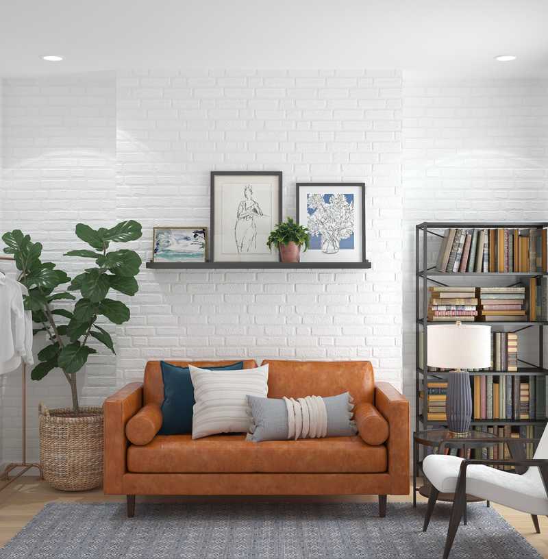 Bohemian, Midcentury Modern Living Room Design by Havenly Interior Designer Rebecca