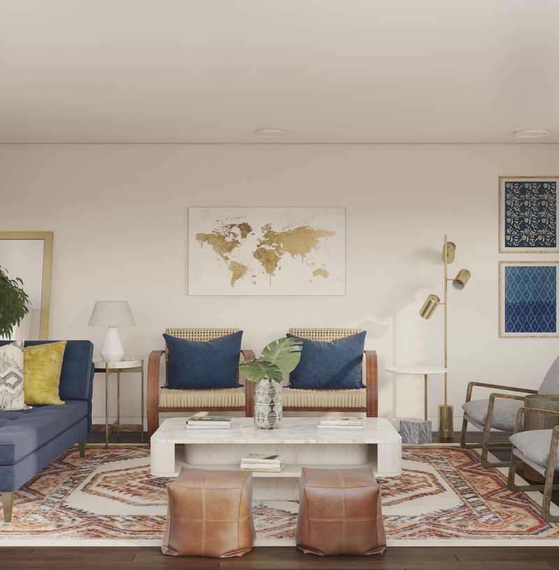 Bohemian, Midcentury Modern Living Room Design by Havenly Interior Designer Katie