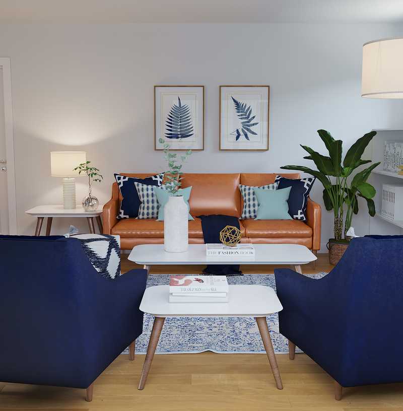 Bohemian, Midcentury Modern Living Room Design by Havenly Interior Designer Katie