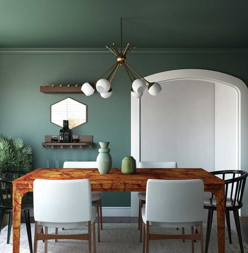 Eclectic, Glam, Midcentury Modern Dining Room Design by Havenly Interior Designer Paige