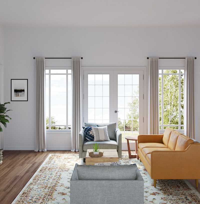 Contemporary, Farmhouse Living Room Design by Havenly Interior Designer Julie