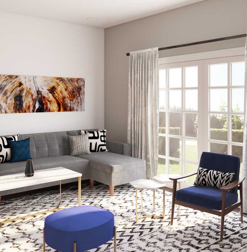 Modern, Midcentury Modern Living Room Design by Havenly Interior Designer Sharon