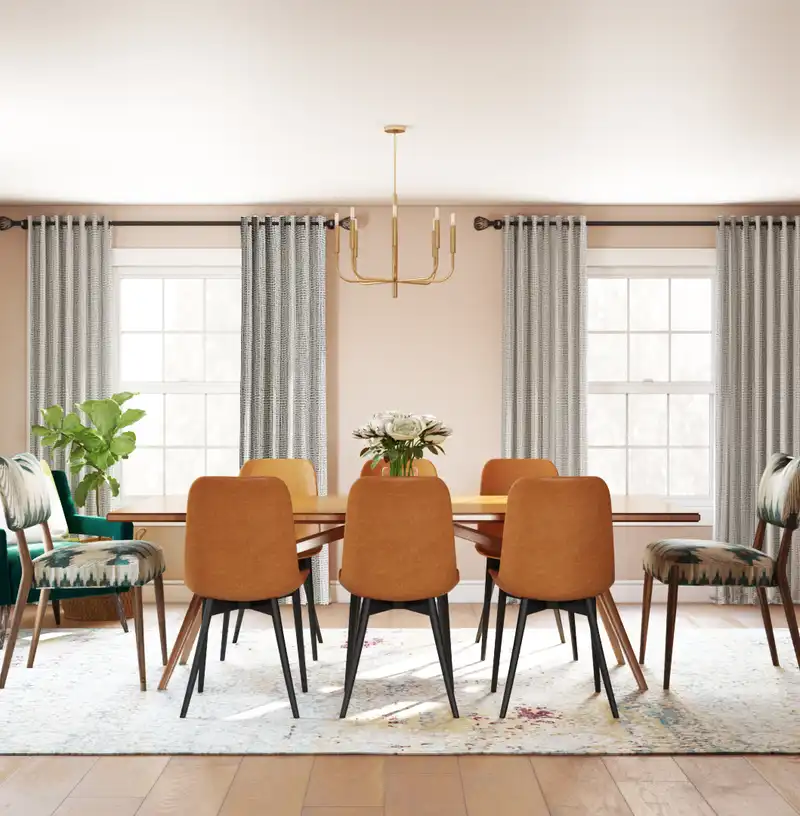 Eclectic, Glam, Midcentury Modern Dining Room Design by Havenly Interior Designer Dani