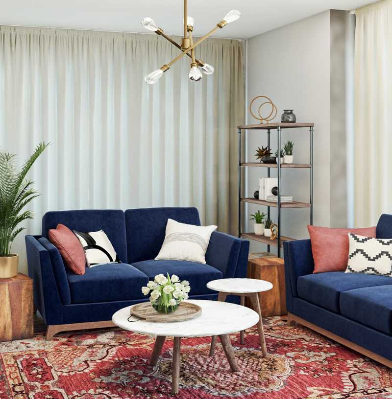 Eclectic, Bohemian, Midcentury Modern Living Room Design by Havenly Interior Designer Fendy