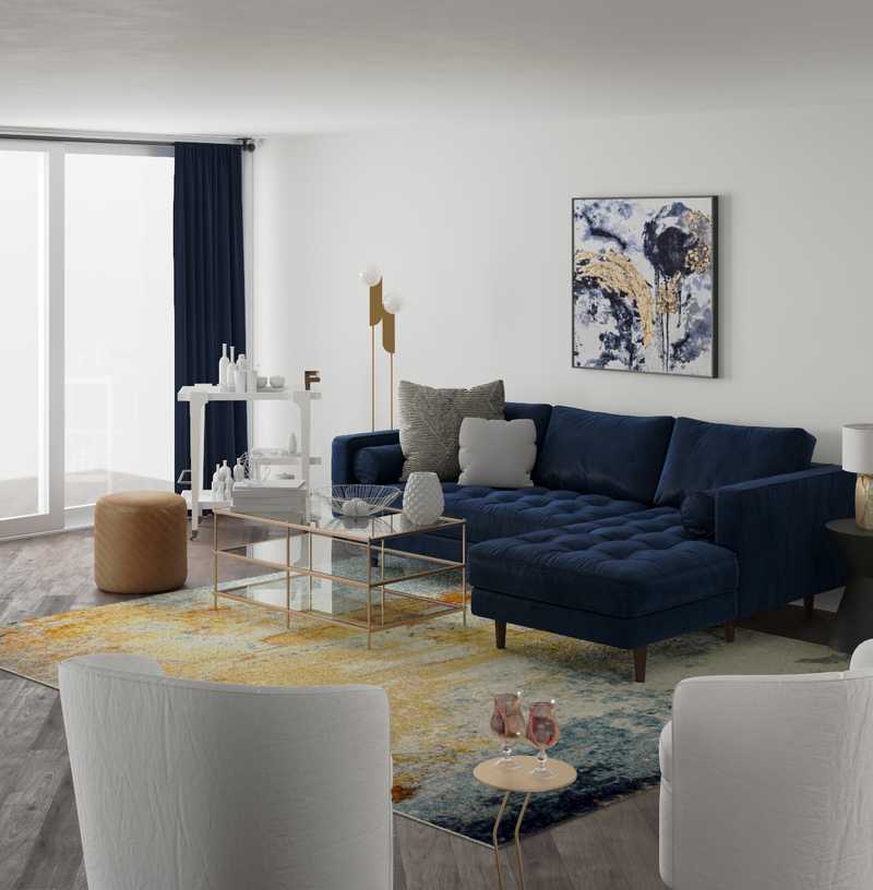 Modern, Glam, Midcentury Modern Living Room Design by Havenly Interior Designer Waleska