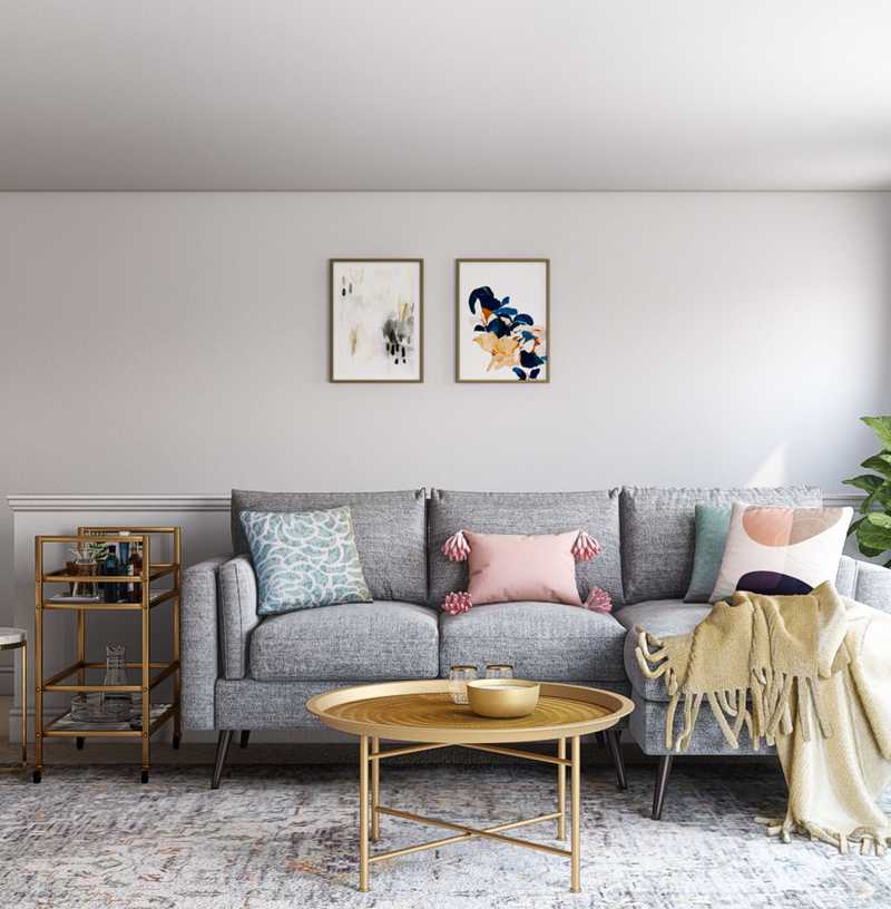Bohemian, Midcentury Modern, Scandinavian Living Room Design by Havenly Interior Designer Natasha