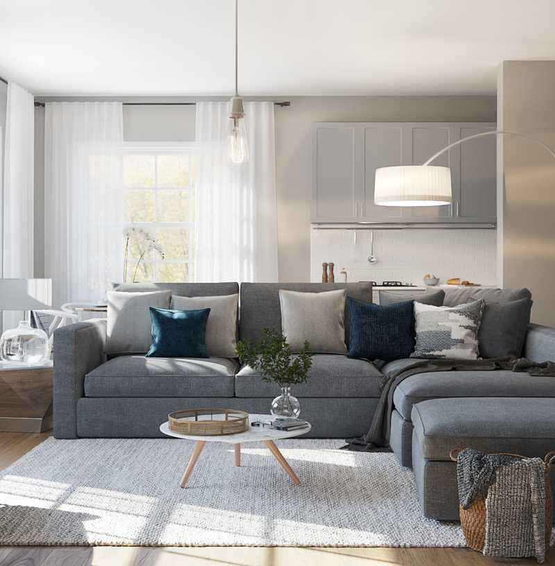 Contemporary, Transitional, Midcentury Modern, Minimal, Scandinavian Living Room Design by Havenly Interior Designer Isaac