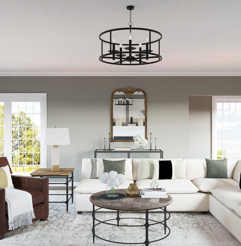 Classic, Farmhouse Living Room Design by Havenly Interior Designer Liliana