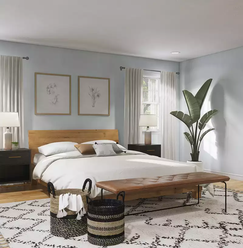 Eclectic, Bohemian, Global, Southwest Inspired, Midcentury Modern Bedroom Design by Havenly Interior Designer Brit