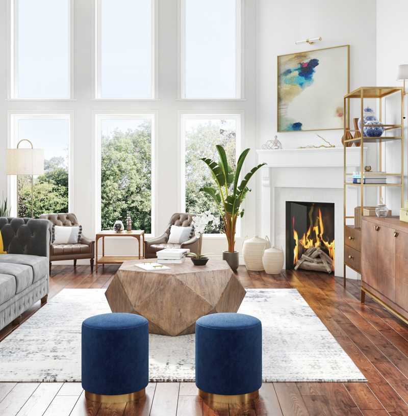 Contemporary, Glam Living Room Design by Havenly Interior Designer Melisa