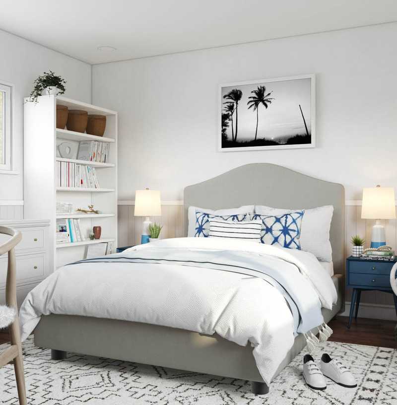 Bohemian, Coastal Bedroom Design by Havenly Interior Designer Kelsey