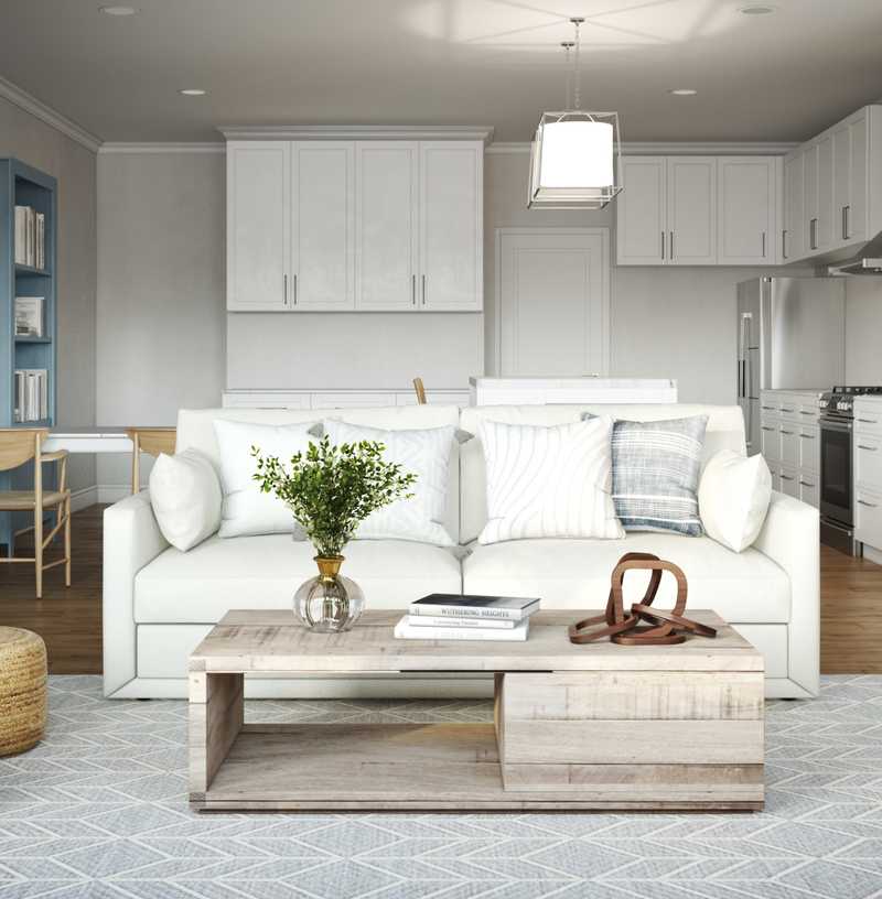 Coastal, Farmhouse Living Room Design by Havenly Interior Designer Makenzie