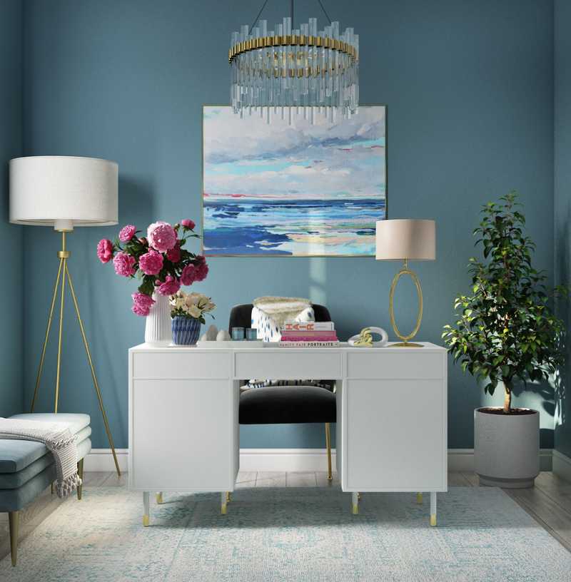 Contemporary, Glam Office Design by Havenly Interior Designer Melisa