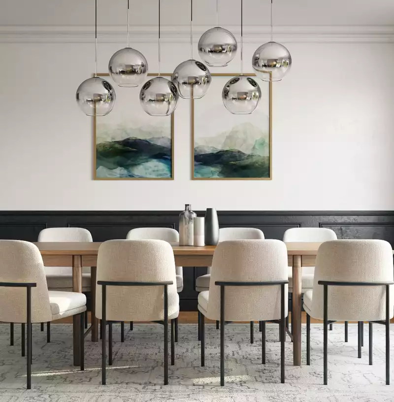 Modern, Glam, Minimal, Scandinavian Dining Room Design by Havenly Interior Designer Madison