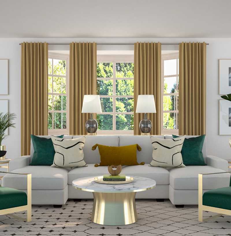 Contemporary, Glam, Preppy Living Room Design by Havenly Interior Designer Kamila