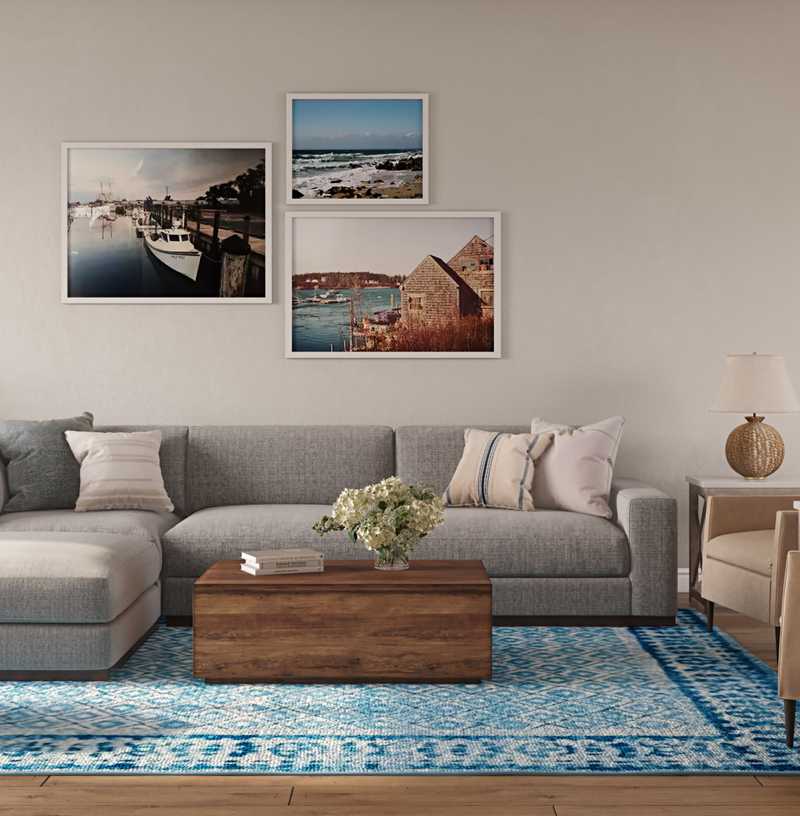 Coastal, Farmhouse Living Room Design by Havenly Interior Designer Austin