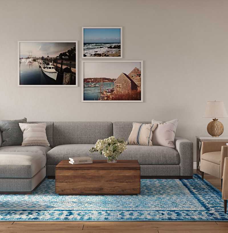 Coastal, Farmhouse Living Room Design by Havenly Interior Designer Austin