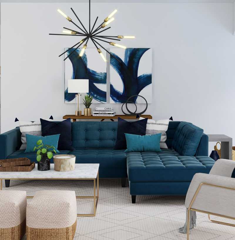 Modern, Bohemian, Minimal Living Room Design by Havenly Interior Designer Karen