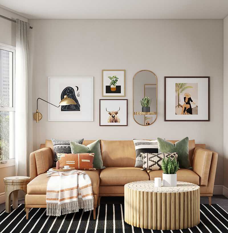 Bohemian, Midcentury Modern, Scandinavian Living Room Design by Havenly Interior Designer Shelly