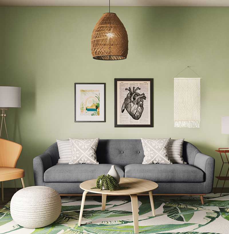 Bohemian, Midcentury Modern Living Room Design by Havenly Interior Designer Sofia