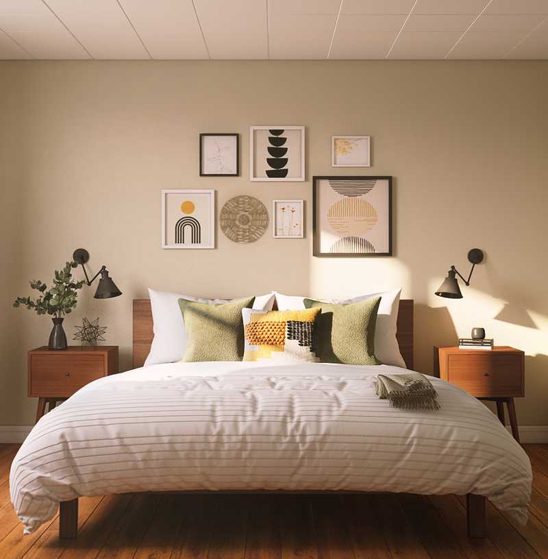 Bohemian, Midcentury Modern Bedroom Design by Havenly Interior Designer Brittani