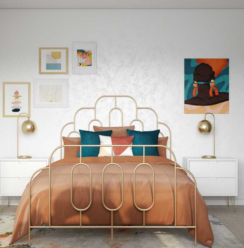 Bohemian, Midcentury Modern Bedroom Design by Havenly Interior Designer Madeline