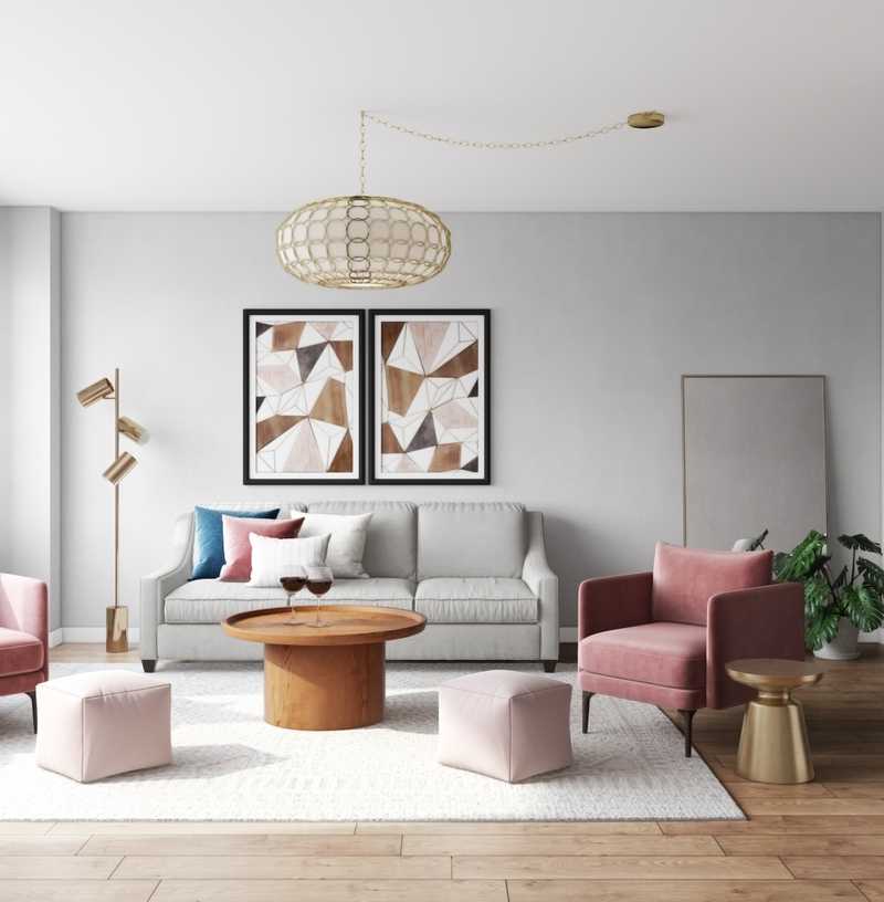 Bohemian, Glam, Scandinavian Living Room Design by Havenly Interior Designer Emelia