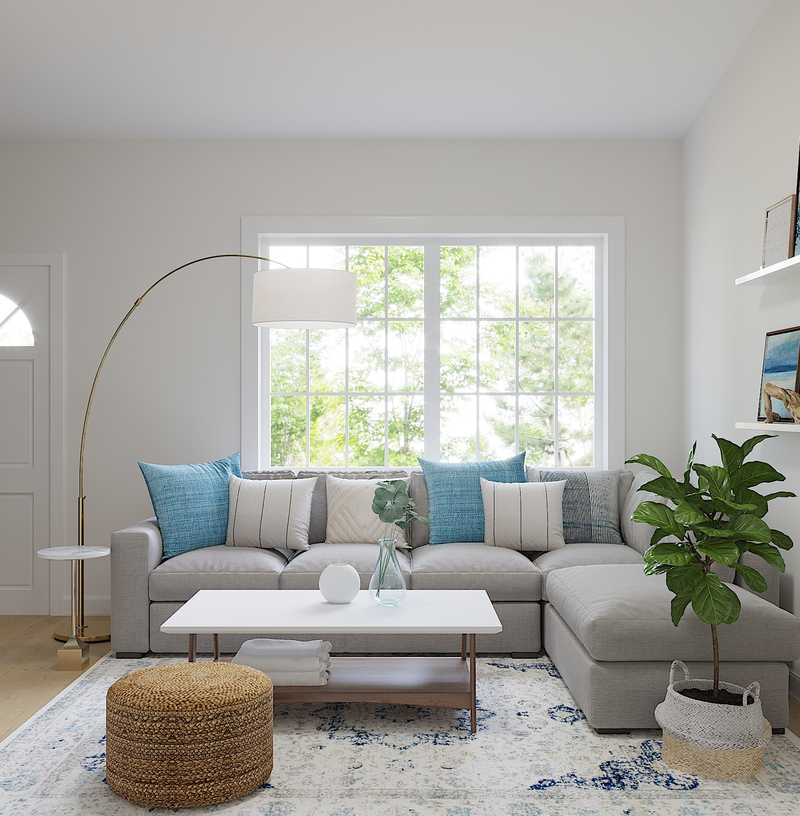 Contemporary, Classic, Coastal Living Room Design by Havenly Interior Designer Ghianella