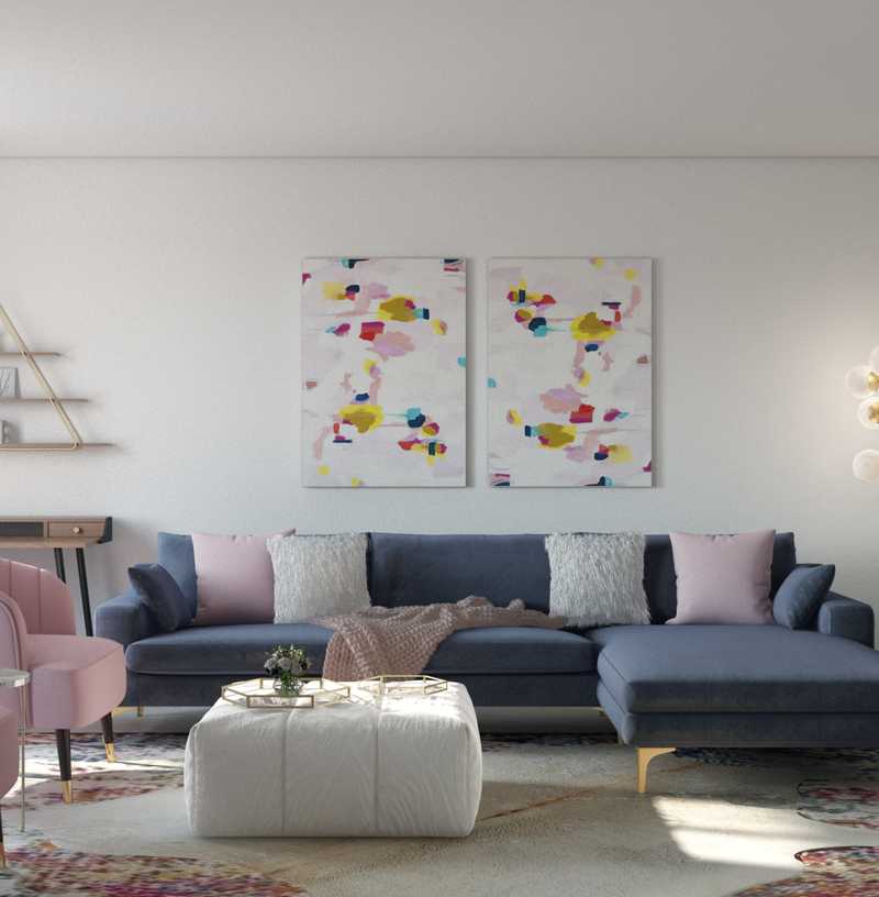 Modern, Glam, Midcentury Modern Living Room Design by Havenly Interior Designer Gabrielle