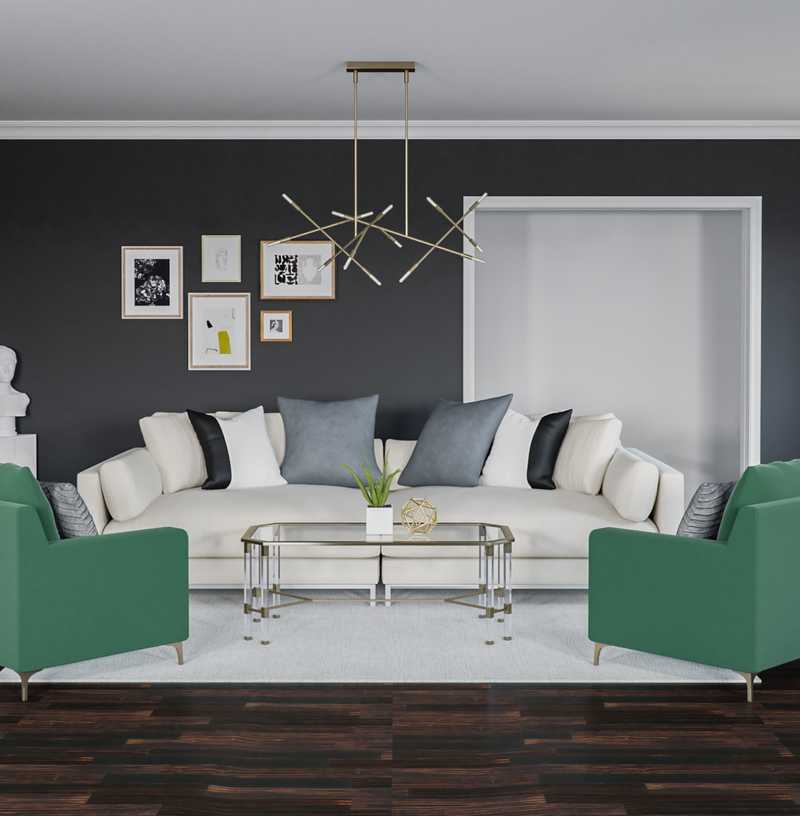 Contemporary, Glam, Preppy Living Room Design by Havenly Interior Designer Karen