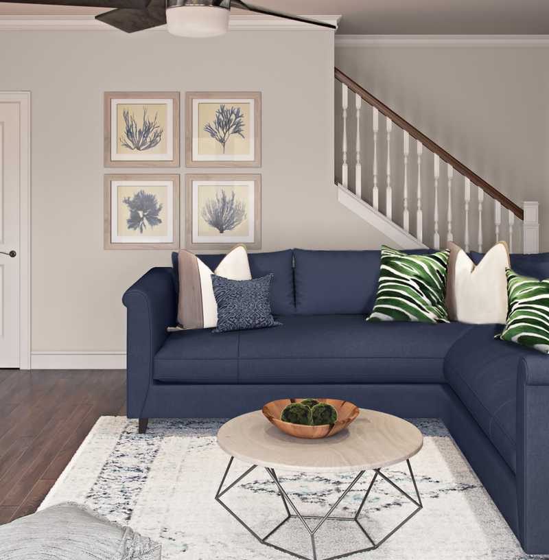 Coastal, Transitional Living Room Design by Havenly Interior Designer Natalie